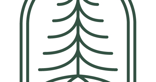Evergreen tree with roots logo for Grounded in Compassion therapy in Raleigh, NC